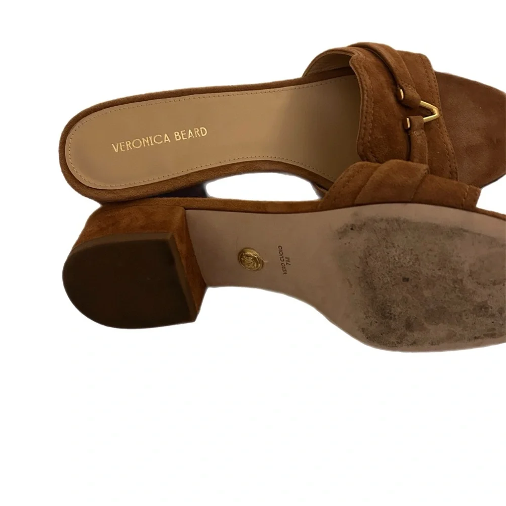 Veronica Beard Annette Suede Medallion Mule Sandals - Picture 4 of 5